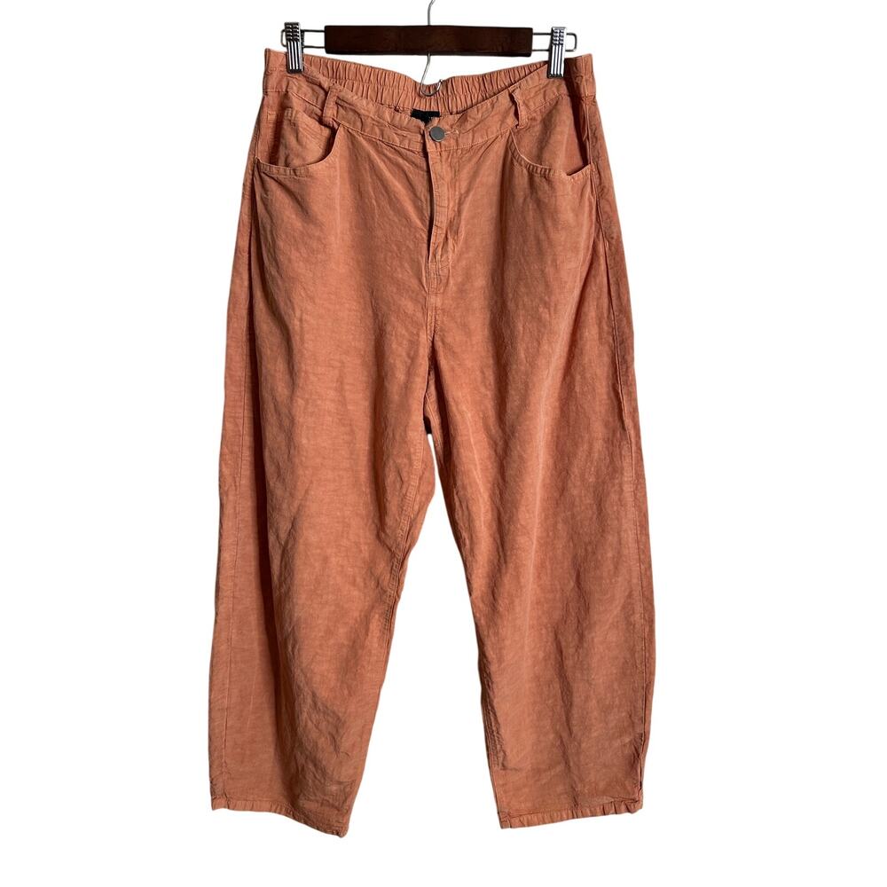 Lisa Bayne Hadley Barrel Leg Pant Natural Slub Garment Dyed in Mandari Womans 12